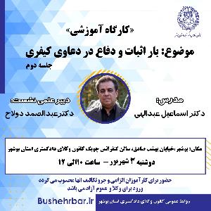 کارگاه اموزشی بار اثبات و دفاع در دعاوی کیفری جلسه دوم